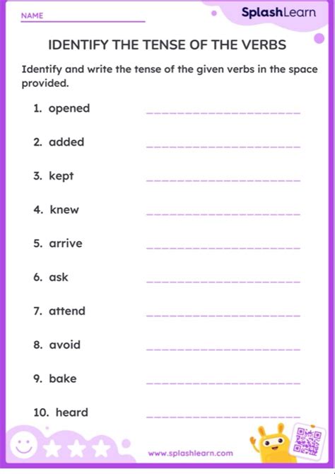 Toradh íomhá ar Sample Worksheet for Verbs Grade 2