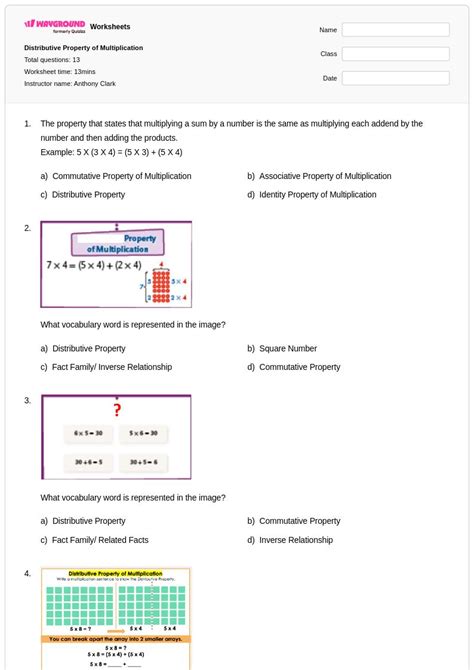 Afbeeldingsresultaten voor Distributive Property Worksheets with Answer Key