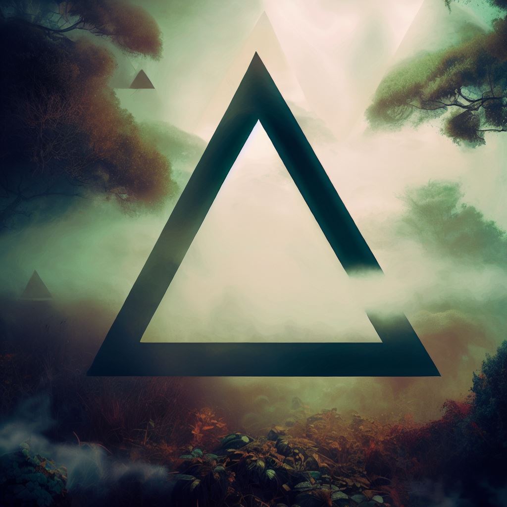 Create a surrealist depiction of Pascal's Triangle in nature.