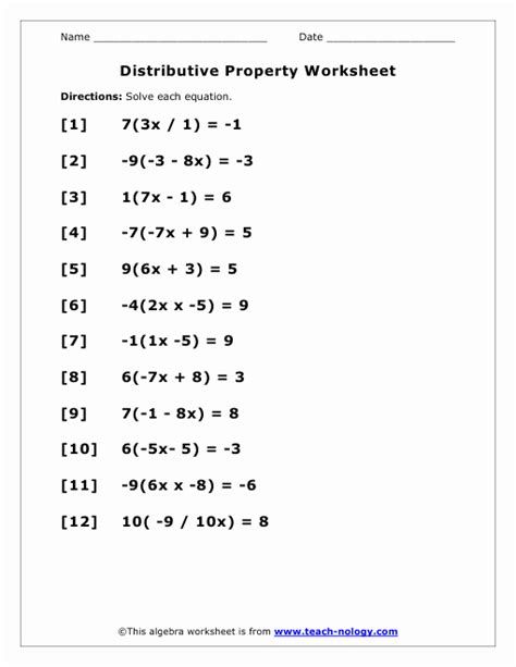 Toradh íomhá ar Distributive Property Equations Worksheet