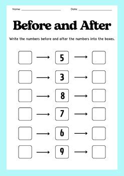 Before and After Numbers Worksheet に対する画像結果