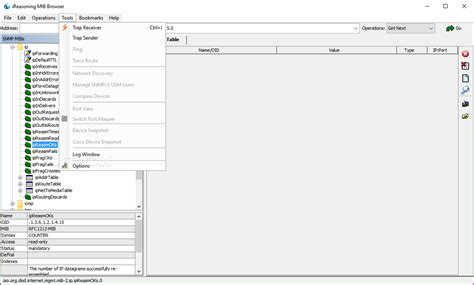 Toradh íomhá ar MIB Browser Professional SNMPv3 Edition