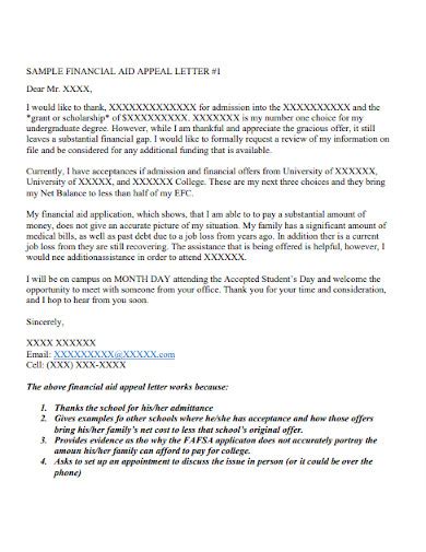 Toradh íomhá ar Appeal Letter for Financial Aid
