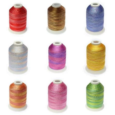 Toradh íomhá ar Brothread Multi Blue Green Variegated Machine Embroidery Thread