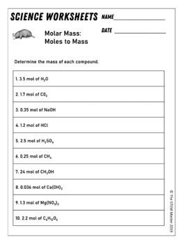 Image result for Molar Mass Worksheet