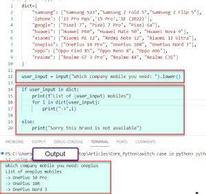 Switch Case in Python with User Input に対する画像結果