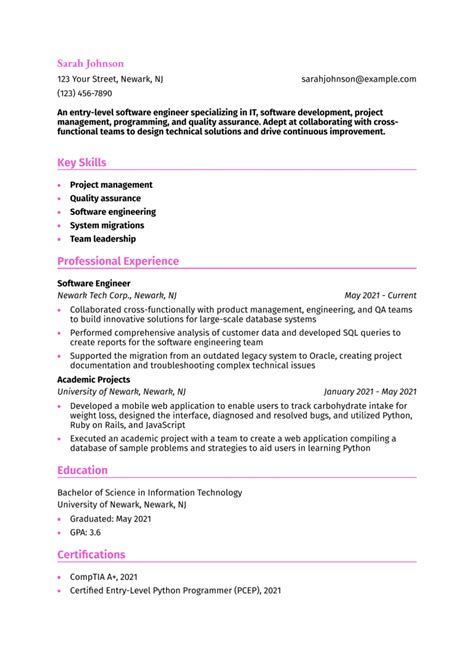 Image result for Entry Level Information Technology Resume Examples