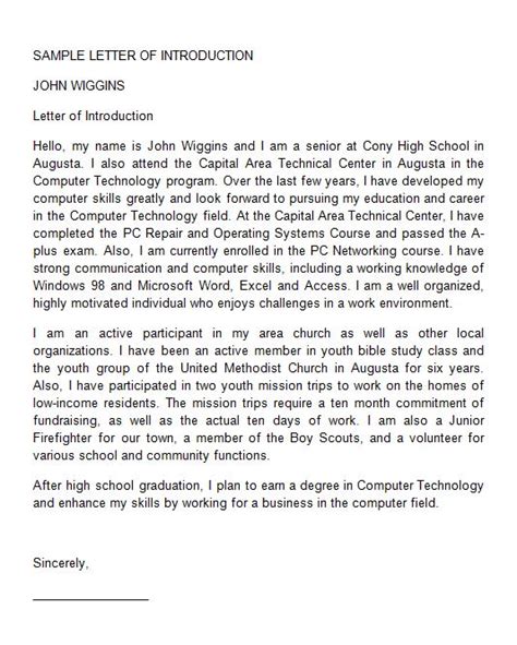 Image result for Example of a Letter Introduction