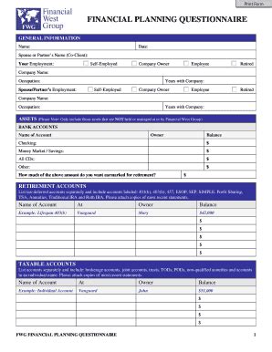 Image result for Financial Advisor Questionnaire Intake Form