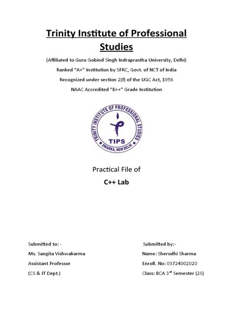 Image result for Front Page for C Programming Practicle File