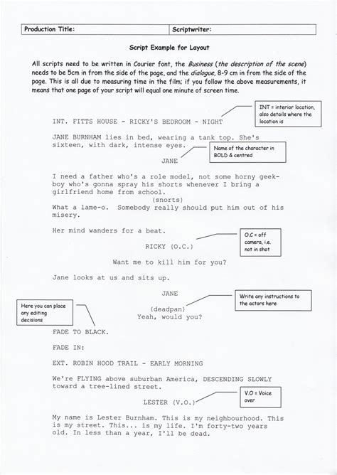 Image result for Layout for Planning a Script