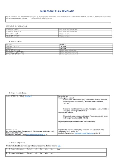 Toradh íomhá ar Sample Copy of Lesson Plan