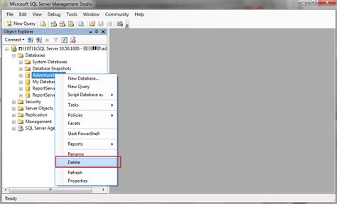 Toradh íomhá ar How to Delete Database in SQL Server