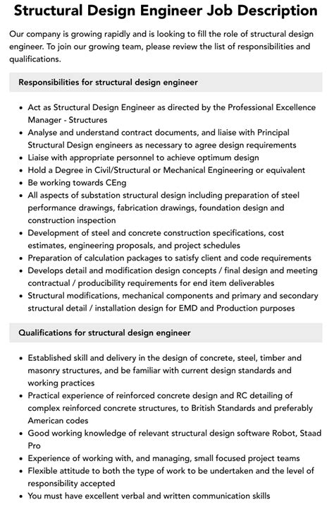 Image result for Structural Designer Sample Job Profile