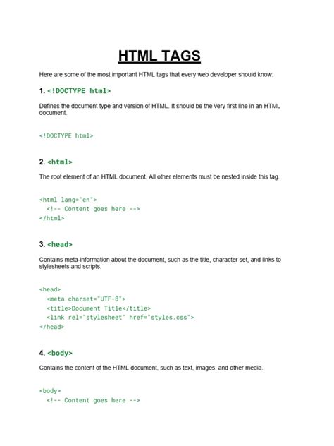 Define HTML Tags に対する画像結果