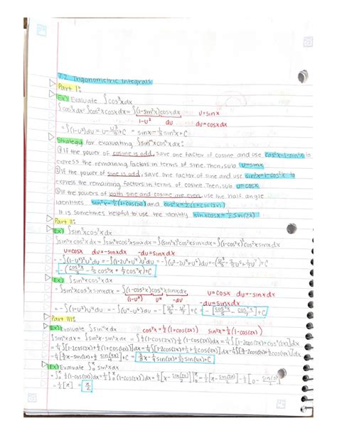 Image result for Trig Integrals Calc 2