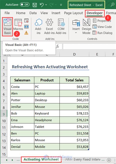 VBA Code Refresh Worksheet に対する画像結果