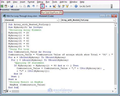 Image result for Excel VBA Loop through Array