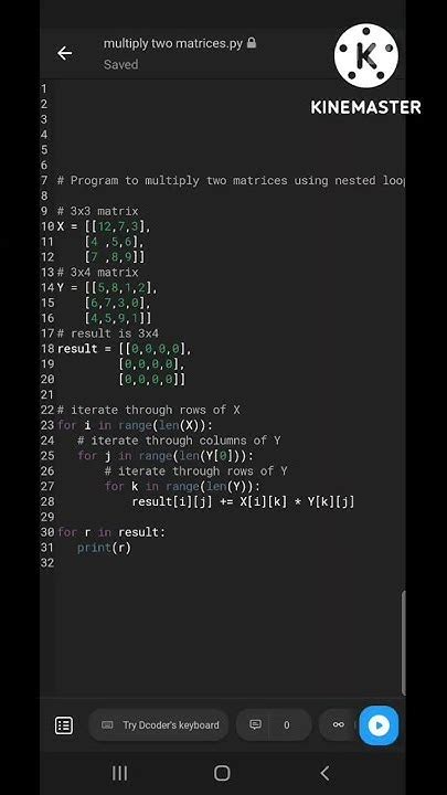 Image result for Python Program to Multiply Two Matrices