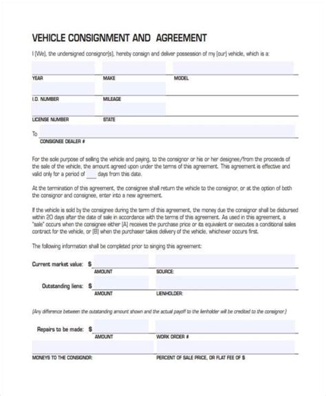 Image result for Printable Consignment Form