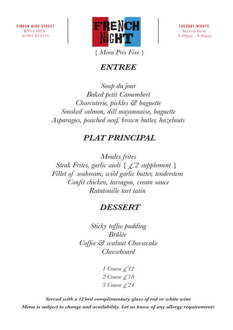 Image result for 3 Course Menu French