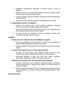 Toradh íomhá ar Third Grade Math Lesson Plan