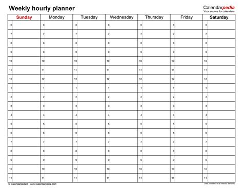 Free Hourly Planners in PDF Format - 20+ Templates