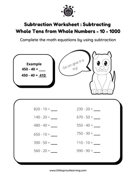 Toradh íomhá ar Subtracting 3-Digit Numbers Worksheet