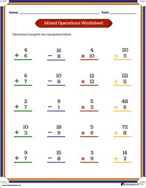 Image result for Mixed Operations Worksheet Worded
