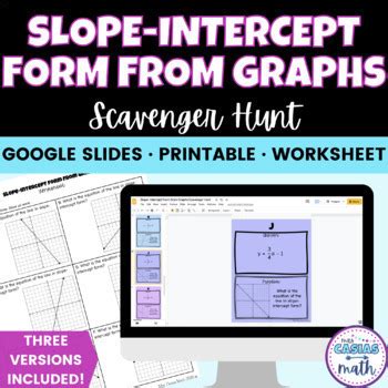 Slope-Intercept Form Fun Activity Printable に対する画像結果