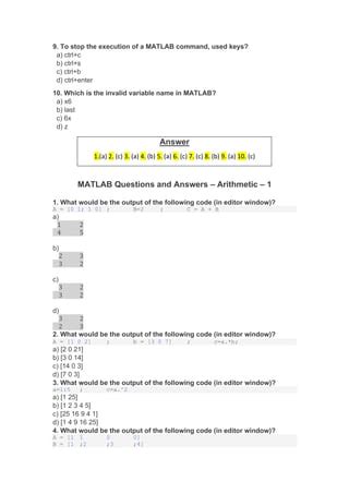 Image result for Question Paper On Matlab PDF