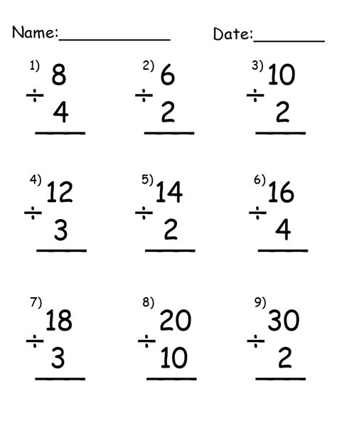 Image result for Math Sheets Division