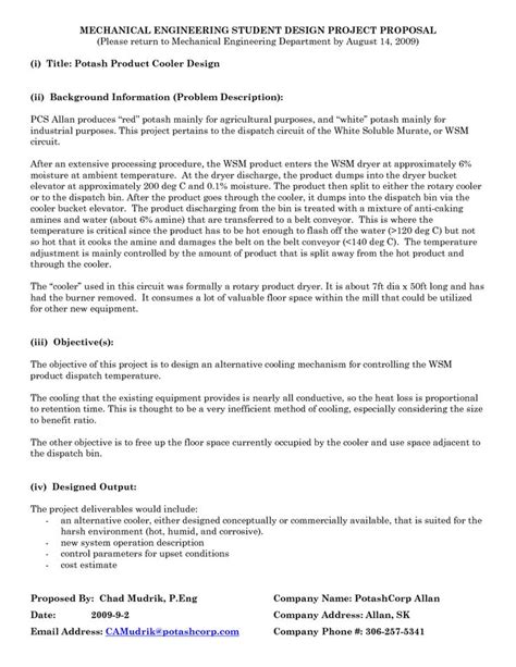 Toradh íomhá ar Engineering Project Proposal Example with Budget Sample