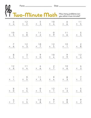Image result for Minute Math Multiplication Worksheets
