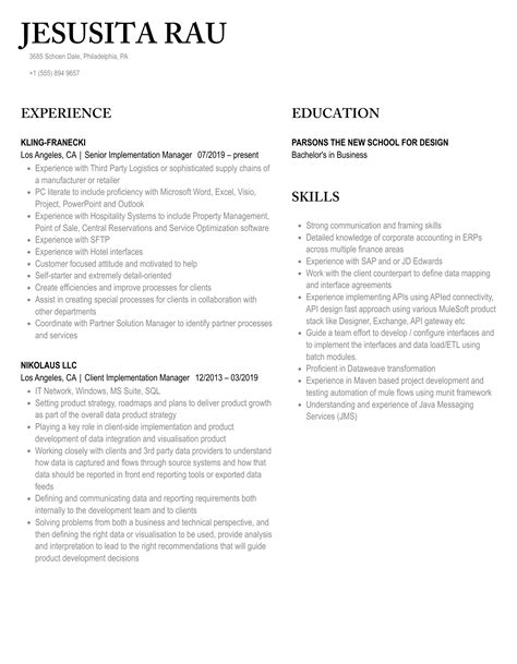 Toradh íomhá ar Implementation Manager Resume