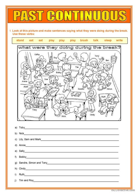 Image result for ESL Printables Past Continuous Worksheets