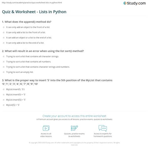 List Worksheet for Python に対する画像結果