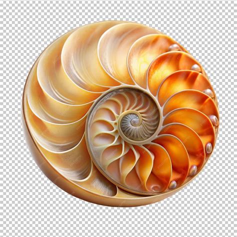 Toradh íomhá ar Nautilus Shell Drawing with Transparent Background