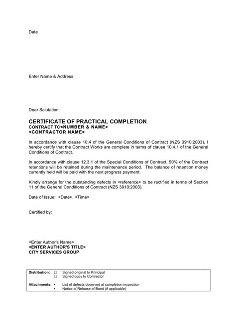 Toradh íomhá ar Practical Completion Form