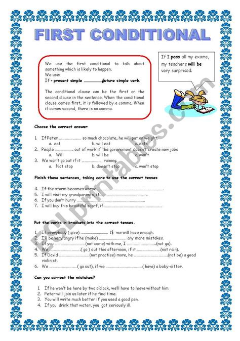 Toradh íomhá ar First Conditional Worksheet Multiple Choice