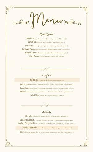 Toradh íomhá ar Fine Dining Menu Examples