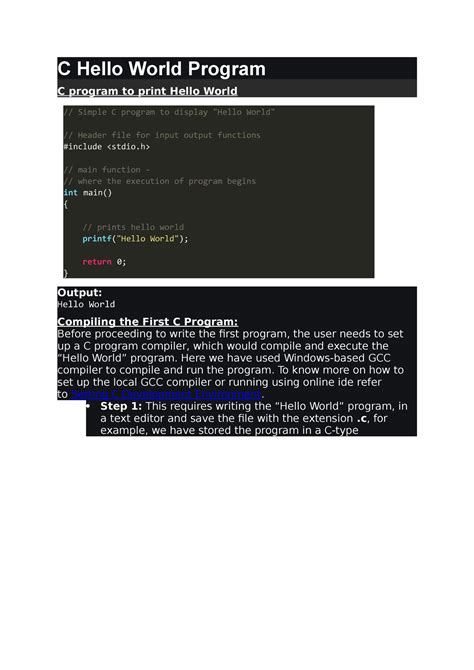 Afbeeldingsresultaten voor C Programming Print HelloWorld