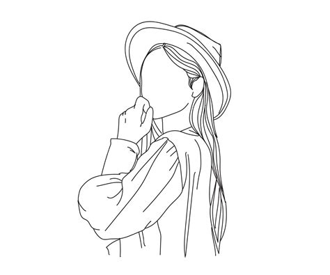 Toradh íomhá ar Line Drawing Girl Abstract