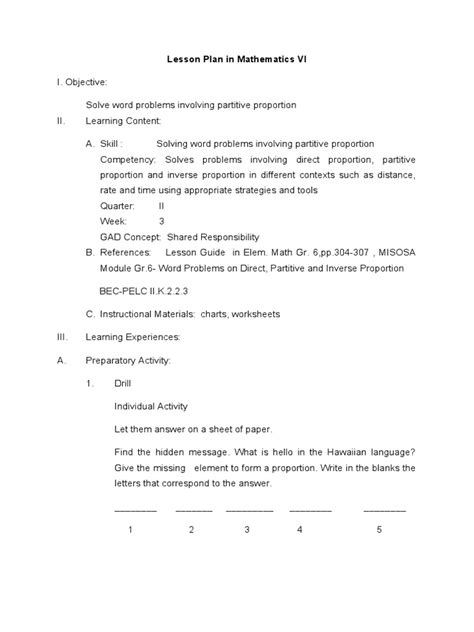 Image result for Partitive Proportion Lesson Plan