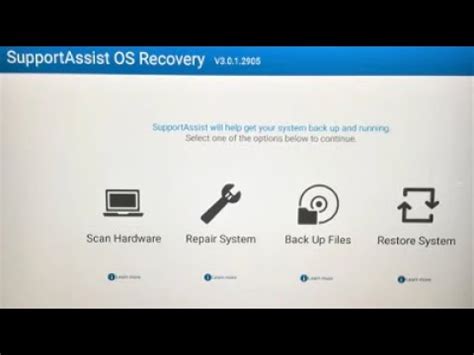 Toradh íomhá ar Dell SupportAssist OS Recovery