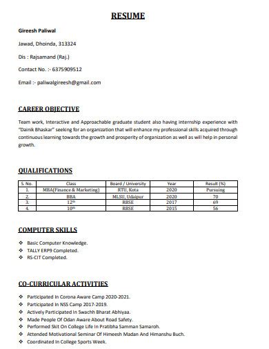 Job Objective Examples に対する画像結果