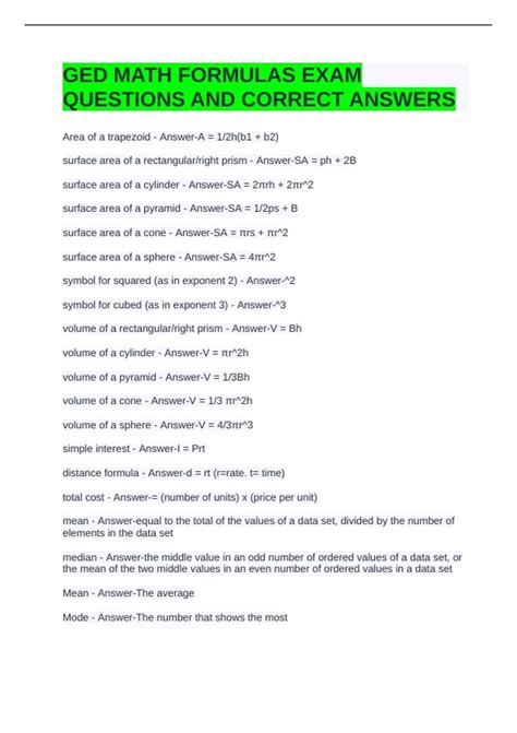 Toradh íomhá ar GED Mathematics Formulas