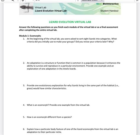 HHMI Lizard Evolution Virtual Lab Graph 2 に対する画像結果