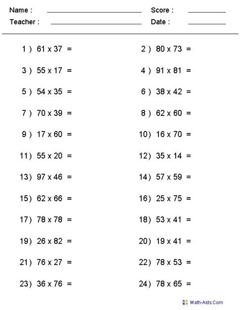 Image result for Multiplication 5th Grade