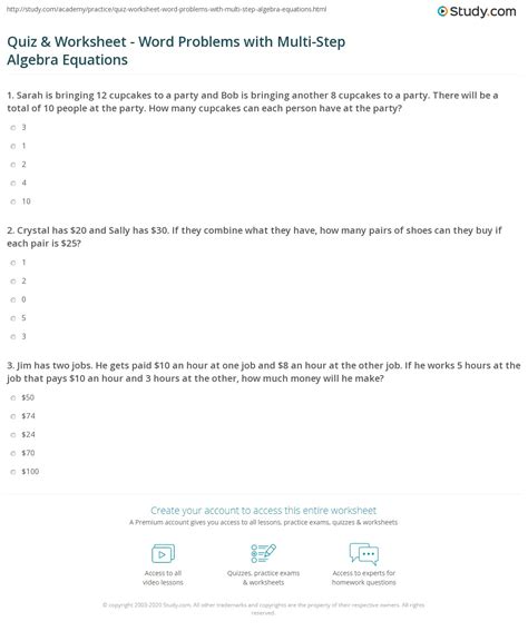 Bildergebnis für One Step Equation Word Problems Worksheet